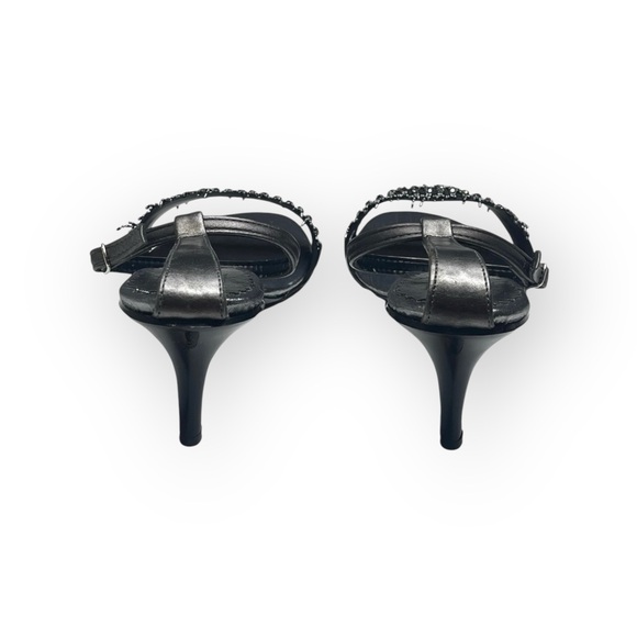 Vintage: new Pierre Cardin ♚ Beaded Kitten Heels ♚ Chain Mail ♚ Gunmetal ♚ 8.5M - Picture 6 of 16